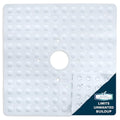 SlipX Solutions 21"x21" Mildew Resistant Non Slip Shower Stall Mat, White | Soft Durable Rubber Underfoot, Anti Mold, 140 Power Grip Suction Cups, Center Drain Hole - color: White