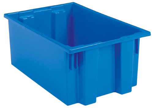 Akro-Mils 35200 Nest and Stack Plastic Storage Container and Distribution Tote, (19-1/2-Inch L x 13-1/2-Inch W x 8-Inch H), Blue, (6-Pack) - color: Blue