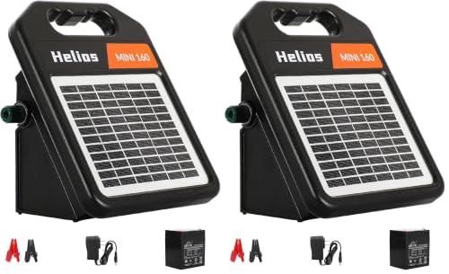 10 Miles Solar Electric Fence Charger with Day/Night Mode, 0.16J Portable Solar Fence Charger with Rechargeable Solar Panel for 24-Hour Uninterrupted Protection Electric Fence Energizer (Pack of 2) - size: MINI160-Rear switch (Pack of 2)