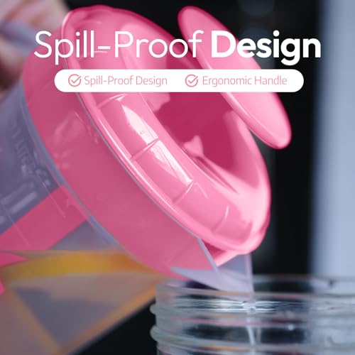 1 Quart Plastic Mixing Pitcher with Mixing Lid, BPA Free, Shatterproof Beverage Jug for Iced Tea, Lemonade, Juices, Milk – Leak-Proof, Easy Stirring, Dishwasher Safe | Pink - color: Pink, Mixing Pitcher w/ Opt. Lid