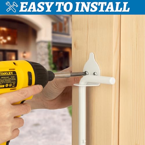 12" Heavy Duty Cane Bolt Gate Drop Rod Fence Hardware Ground Latch Stopper | for Wood/PVC/Vinyl/Metal Fences Gates, Double Doors, White Solid Steel -2 Pack - size: 12 Inch