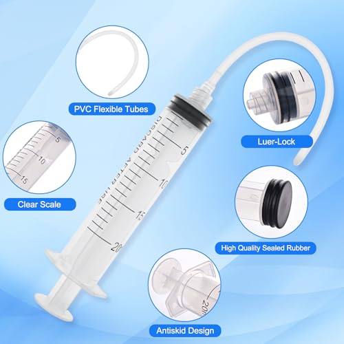 30 Pack 20ml Luer Lock Syringe - Syringes for Liquid with Soft Tube | Individually Pcakaged，Scientific Labs and Measuring, Refilling Inks - style: 20ml - 4.0mm Tube