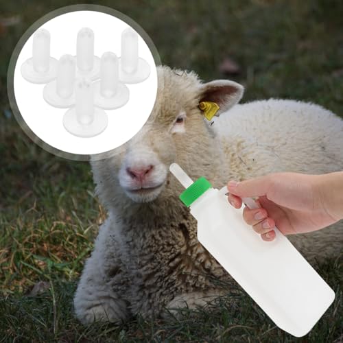 6 Pack Goat Bottle Nipples Lamb Milk Drink Nipples for Sheep Calf Nursing Bottle Pacifier Baby Livestock Feeding Tool Smooth Surface Easy to Clean 1.65 X 1.29 X 1.29 in