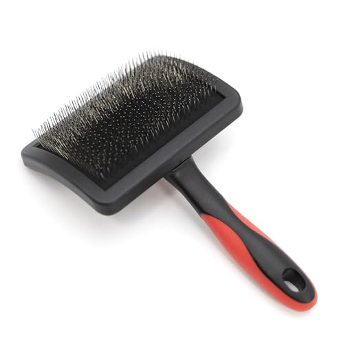 Jeffers Pet Hard Pin Universal Slicker Brush for Dogs, Cats, Horses – Firm Bristles Grooming Tool, Detangling, Tangle Free Coat, Mats, Shedding, Curved Head, Travel Friendly, Easy Storage - Large - color: Hard Pin, size: Large