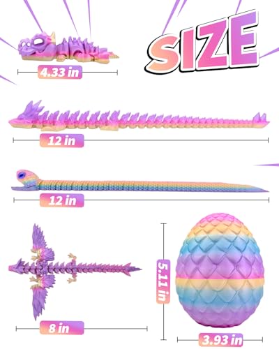 5 Pcs，12" 3D Printed Rainbow Dragon Eggs,Dinosaur Egg,Crystal Dragon Toys,Snake Eggs, Animals,Fidget Toy,Desk Executive Toy，Easter Eggs Basket Stuffers,Toys for Boys Kids Teen 5-7 4-6 8-12 - color: Pp-05