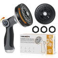 Garden Hose Nozzle, 8 Spray Patterns, 90mm Thumb Control | 8 Spray Patterns, Thumb Control, Zinc Alloy, 3/4" GHT, Universal Fit, Leak-proof - size: 5.24 x 7.58 x 3.94 inches
