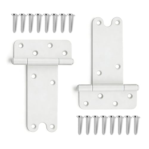 2 Pack 6" Door Hinges,280 Lbs Capacity Heavy Duty Gate Hinges | Matte white T-Strap Shed Gate Hinges,Barn Door, Shed Doors, rust-resistant,durable (6 inch- U - 2 Pack)-Patent Pending - size: 6 inch- U - 2 Pack