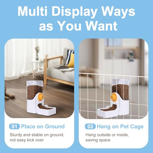 Hanging Automatic Pet Food Dispenser, 54oz Large Capacity Pet Feeder, Auto Gravity Cage Hanging Food Bowl for Small Dog Cat Rabbit Ferret Guinea Pig Hedgehog Chinchillas (White) - color: White