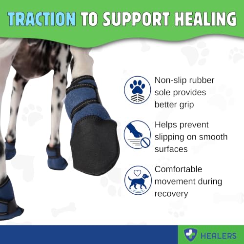 Healers PetCare Medical Dog Boot, Single, No Gauze, X-Large | Single bootie, gauze sold separately, breathable knit, non-slip rubber sole, adjustable Velcro strap - size: X-LARGE