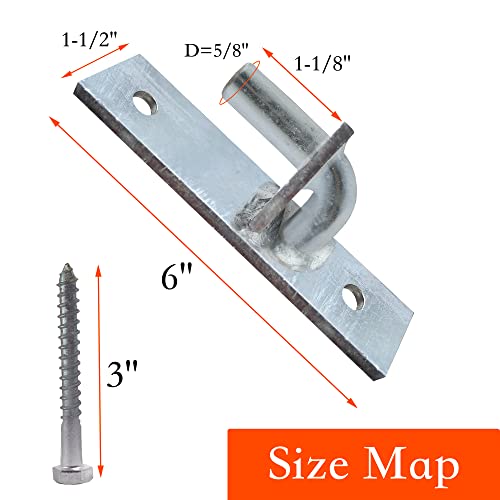 Wall Mount Gate Hinge, Sturdy Fence Gate Hinges Fence Post Chain Link Gate Hinge. 4 Pack Sturdy Wall Mount Gate Hinges with 5/8 Hinge Pin - color: Silver（4）