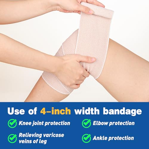 AZEN Premium 8 Pack Elastic Bandage Wrap (2x2", 2x3", 2x4", 2x6"), Compression Wrap Bandage for Legs, Ankle, Knee, Tummy, Body, Latex-Free, Lymphedema Wraps for Legs - color: Mix 8p