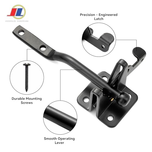 Gravity Gate Latch, Self-Locking Fence Latch, Black | Compact black self-locking gravity latch for wood or metal gates; weather-resistant hardware for garden, yard and pet gates. - size: Lightweight door