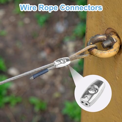 10 Pcs Electric Fence Wire Connectors, 2mm Rope Clamps | Zinc alloy egg shape wire rope clamps, 27 x 14.5 mm, for steel cable fence splicing, agricultural and animal enclosures