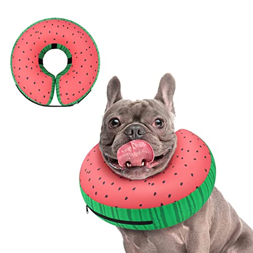 Supet Inflatable Dog Cone Collar Alternative After Surgery, Doggie Neck Donut Collar Recovery ECollar for Post Surgery, Soft Dog Cone for Small Medium Puppies Cats - color: Donut Red, size: S(Neck 7"-9.5")