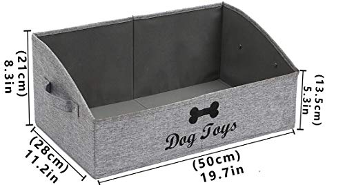 Foldable Fabric Trapezoid Organizer Box - Collapsible Basket for Dog Toys (Gray) - color: Gray, size: Large - Dog Toys