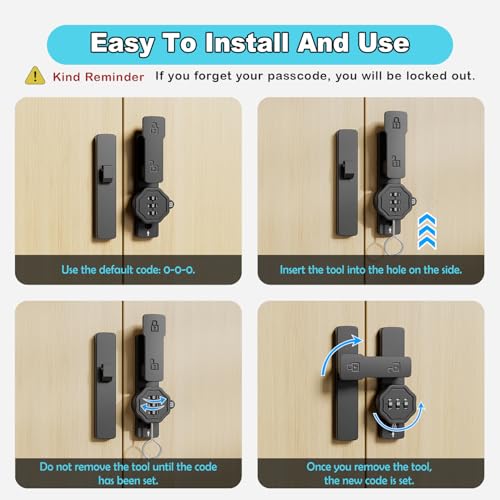 Barn Door Lock,Flip Latch Lock with Combination,90/180 Degree Sliding Door Latch,Cabinet 3-Digit Password Keyless,Gate Latches Bolt for Gate Barn Door Garage Shed Window(Black) (180 degree barn latch)