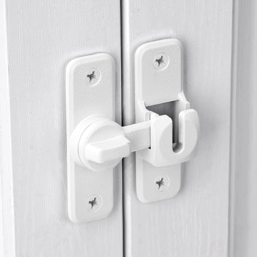2 Pcs Matte White 90/180 Degree Flip Latch,Zinc Alloy Barn Door Latch | Right Angle Door Lock Latch,Sliding Door Latch Lock,for Cabinets,Bedroom,Fence Gates,Window,Garden,Garage,Pet Cage - color: Matte White