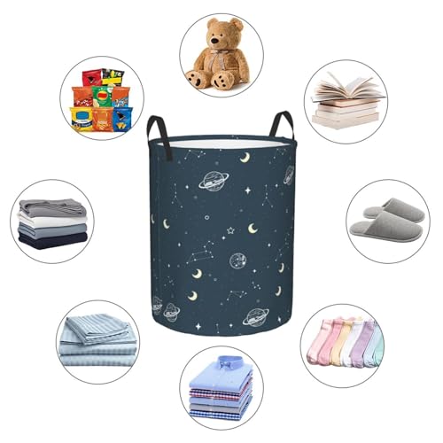 Laundry Basket Moon Space Collapsible Large Capacity, Dirty Clothes Basket Durable Lightweight Hamper With Handles Ideal For Clothes, Toys Home Organization - color: moon