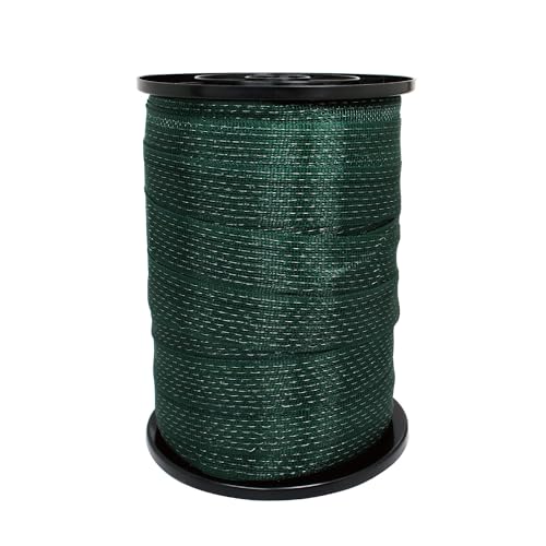Portable Electric Fence Poly Tape 575feet Length,1-1/2inch Width,8 Strands of Stainless Steel Wire, 1 Spool - Dark Green - color: Dark Green, size: 1-1/2in x 575ft - 1 Spool