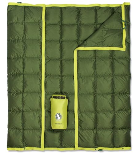 Down Camping Blanket 650 Fill Power - Ultralight Backpacking Quilt (1lb 6oz) Warm & Water-Resistant 20D Nylon Shell for Outdoors, Camping, Hiking, Travel, & Stadium - Packable - color: Forest Green