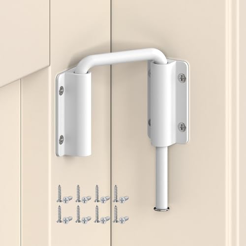 Upgraded Sliding Door Loop Lock, Gate Latches, White | 90/180 Degree Patio-Security U-Bolt Latch Lock for Barn Door, Closet, Fence, Window, Multi-Angle, Aluminum Alloy - color: White-1PC