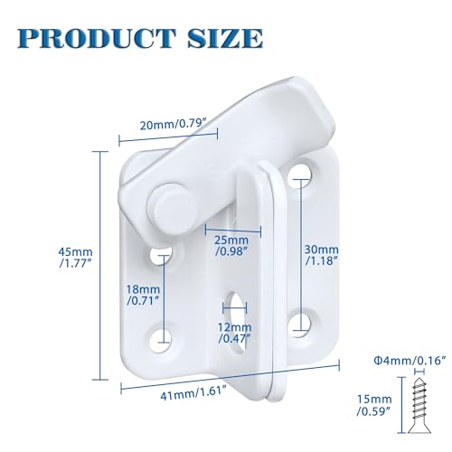Alise Flip Latch Door Latch Heavy Duty Gate Latch Barn Door Lock,White | SUS 304 Stainless Steel Door Latch Lock for Wooden Fence Shed Barn Chicken Dog Cage Window Cabinet Backyard Garage - color: White, size: Small Size (SUS304 SS)