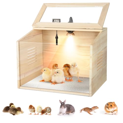 Chicken Brooder Box Chick Starter Kit Portable Chicken Coop with UVB Lamp Thermometer Brooder Box for Chicks Ducks Quails Hamsters Lizards and Small Animals