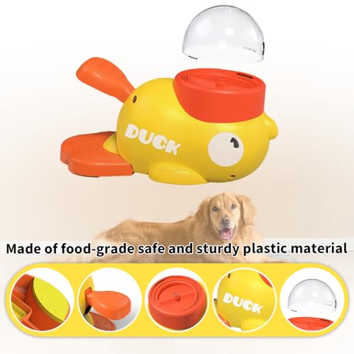 Interactive Dog Treat Dispenser Toy | Cute Duck Slow Feeder & Food Puzzle for Cats Puppies - Durable IQ Training Pet Toy for Boredom Relief & Healthy Digestion