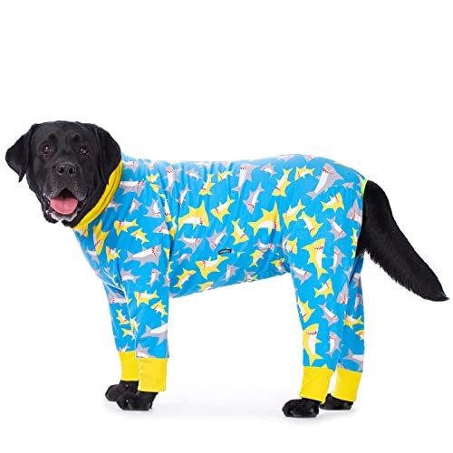 Dog Surgery Recovery Suit Female Male for Dogs After Surgery Medium Large Dogs Onesie Dog Pajamas Pjs Clothes (Yellow Shark, 28 (Chest 26.77 in | Backlength 18.11)) - color: yellow shark, size: 28 (Chest 26.77 in | Backlength 18.11)