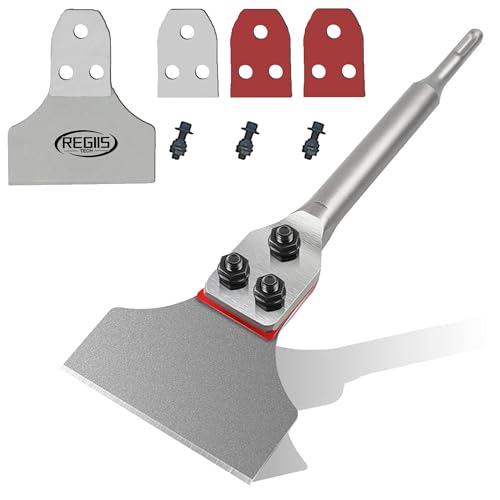 SDS Plus Floor Scraper 4 in. x 12 in. Wide Tile Flooring Adhesives Remover, Thinset Removal Tool Chisel Bit with Spare Blades for Rotary Hammer Drill - size: 4X12''