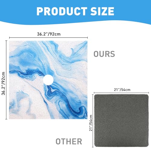 Square Shower Mat Non Slip: 36 x 36 Inch Extra Large Shower Mats with Drain Hole in Middle - PVC Loofah Anti Slip Shower Floor Matt for Inside Shower - color: Blue Ocean, size: 36" x 36" (Square)