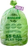 50-55 Gallon Compostable Trash Bags Food Waste Bags Liners with Flat-Top, Thick 2 Mil, 208.2 Liter, 12 Bags, Tall Kitchen Food Scrap Waste Bag, ASTM D6400, US BPI and OK Compost Home Certified - color: 55 Gallon 2 Mil Thickened, 12 Count