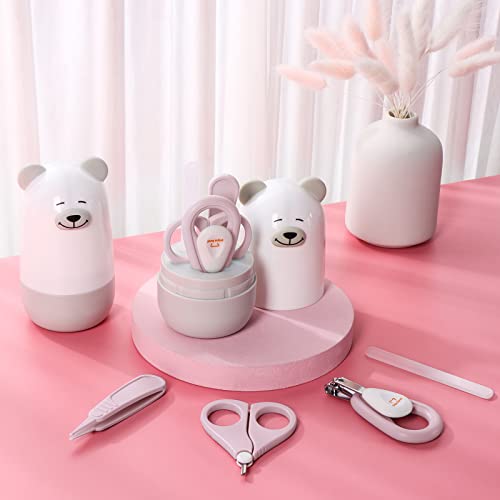 Baby Nail Clippers Set with Cute Case, Infant Fingernail and Toenail File Kit for Newborn Manicure and Pedicure, New Mom Grooming Gift - color: Polar Pink