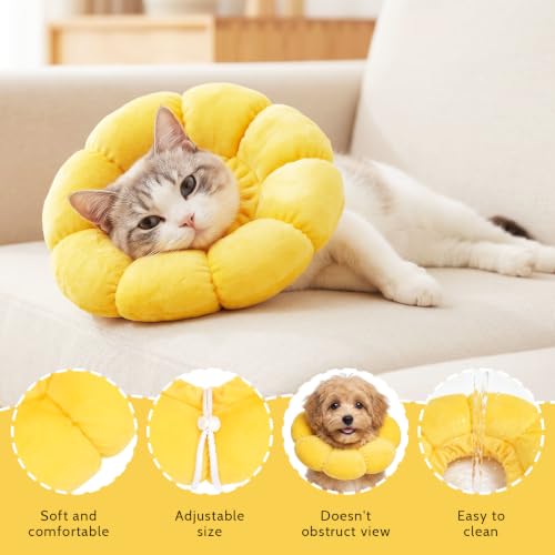 Soft Dog Cone Alternative Elizabethan Collar Anti-Bite Lick Cat Cone | Comfortable, Adjustable Size, Doesn't Obstruct View, Easy to Clean, for Dogs Cats Recovery