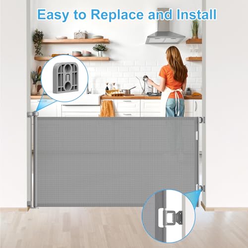 EZIGO Retractable Baby Gates Replacement Parts for 55/71 inch Dog Gate | Full Set Wall Mounting Accessories Including Brackets, Latches, Screws for Extra Wide Baby Gate Retractable Dog Gate, Gray - color: Gray, size: Small