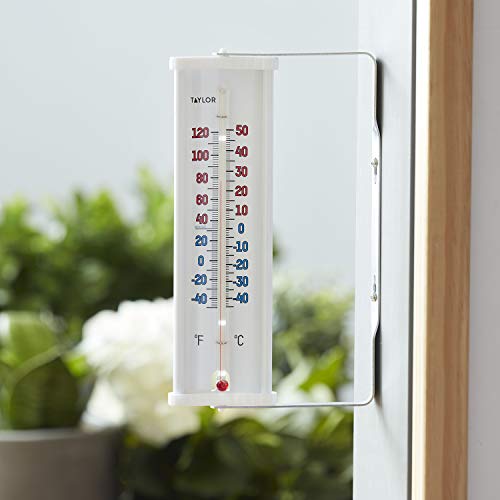 Taylor Mountable Outdoor Window Thermometer, Easy to Read for Backyard, Patio, Garden, and Lawn, White | Easy to Read, For Backyard, Patio, Garden, and Lawn