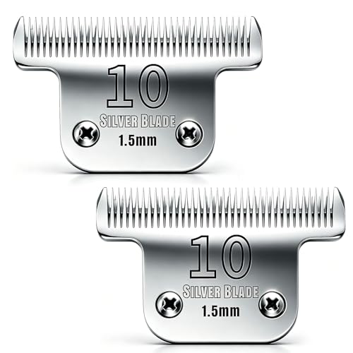 Dog Grooming Ceramic Blades Set,Compatible with Oster 76,Andis,Wahl KM10 | 1.5mm(1/16") Cutting Length,Include 2 Pcs size T-10 - color: T-10(2 Pcs)