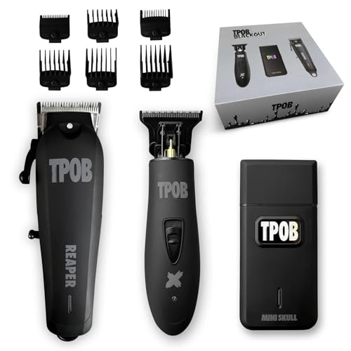 TPOB Slime 2 Barber Hair Clippers Trimmer Shaver Set for Men with Matte case and X Fade Blade (Black Pack) - color: Black Pack