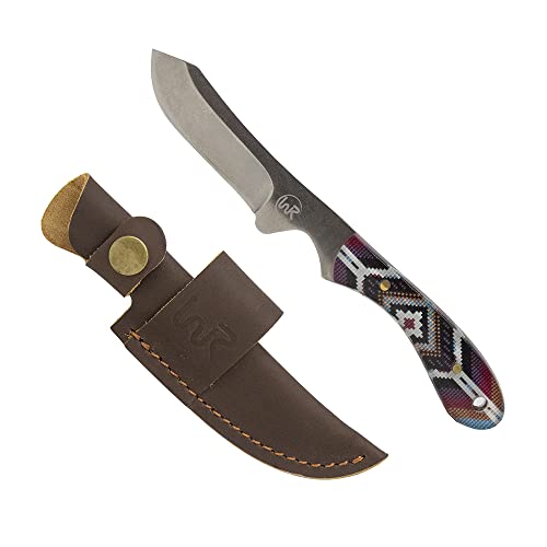 WHISKEY BENT HAT CO. Sendero Caper 440 Stainless Steel Fixed Blade Knife w/Leather Sheath (Arizonan) - color: Arizonan