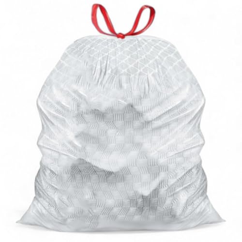 Mighty Flex 13 Gallon Trash Bags Drawstring, 400ct Heavy-Duty Large Garbage Bags, Ultra-Flexible, Leak and Odor-Resistant Plastic Garbage Bags for Home and Commercial Use, Unscented (White) - size: 1 Count (Pack of 400)
