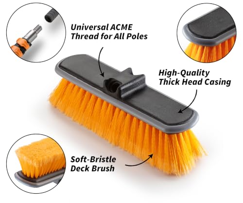 Medium Bristle Deck Scrub Brush - Composite Deck Brush Head & Vinyl Siding Brush // Boat Scrub Brush, Roof Brush for Extension Pole // Exterior, Patio & Deck Cleaning Brush (Pole Sold Separately) | Composite Deck Brush Head // Boat Scrub Brush, Roof Brush