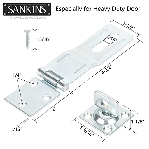 4.5" Swivel Staple Safety Hasps Latches with Twist Knob, Silver 1Pcs | Stainless steel gate door hasp lock, safety packlock clasp brushed finish lock latchs for fence, gate, cabinet, pet cage - color: Silver