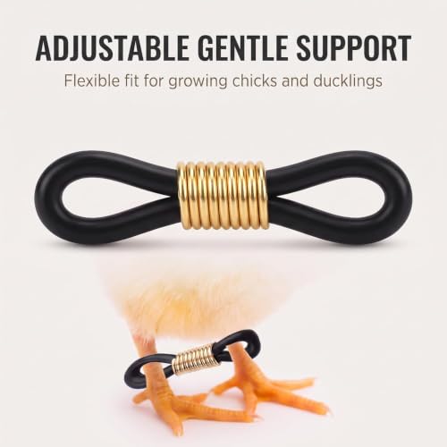 50 Pcs Black Baby Chick Splay Leg Hobble Chicken Leg Bands,Adjustable Chicken Hobble Braces for Spraddle Leg Repair Poultry Care Supplies,Bird Ducks Newly Hatched,Poultry Feeding and Watering Supplies