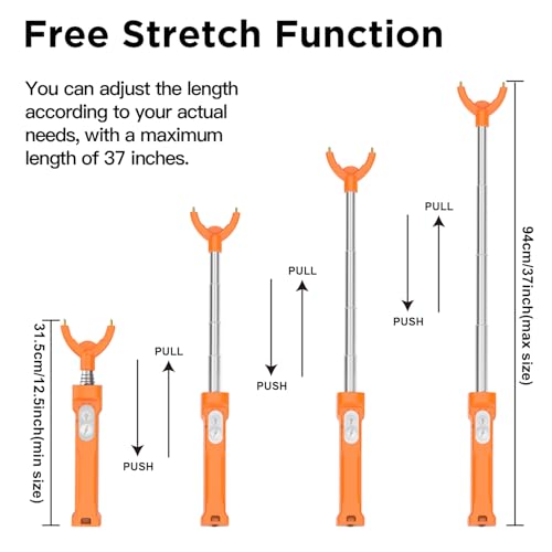 Cattle Prod, Waterproof Electric Livestock Prod for Cattle with LED Light, Retractable and Cattle Prod Livestock for Cows Hogs Sheep and More -37In - color: Orange