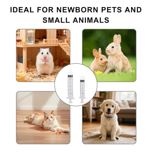 Pet Feeding Syringe with Silicone Nipples | Kitten Syringe for Feeding Newborn Kittens, Puppies, Rabbits and Small Animals (5ml+10ml +10 Silicone Nipples) - color: White