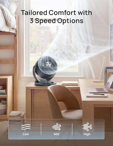 DREO Desk Fan, 12-Inch Air Circulator Fan for Bedroom, 70ft Powerful Airflow, 120° Tilt Adjustment, 25dB Ultra-Quiet, 3 Speeds Small Table Fan for Whole Room, Home, Office - color: Grey