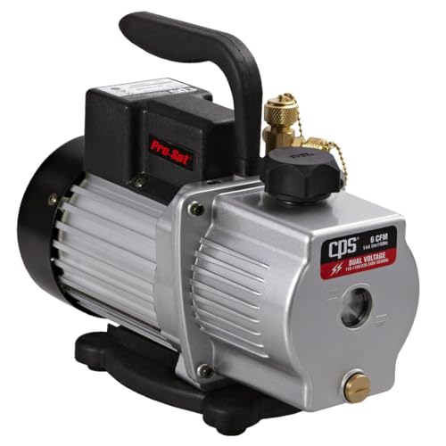 CPS Pro Set VP6S Premium Series 6 CFM Single-Stage Vacuum Pump, Dual Voltage with Gas Ballast Valve, 115 / 230V