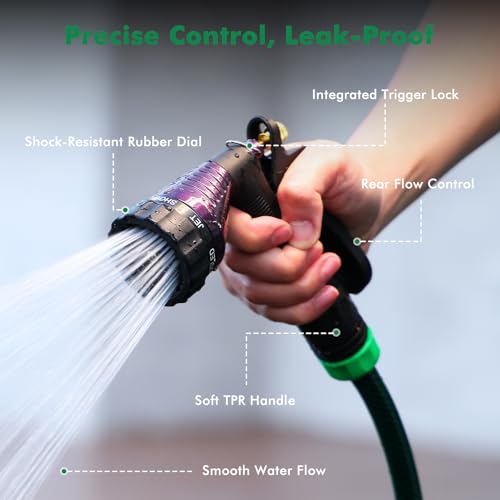 RESTMO Garden Hose Nozzle Heavy Duty, Hose Spray Nozzle for Garden Hose | Zinc Alloy, 6 Adjustable Watering Patterns, Leakproof, Anti-slip, ldeal for Watering Plants, Washing Cars & Pets, Purple - color: Purple