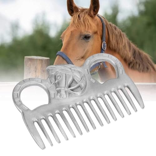 Metal Horse Comb, 4inch Stainless Metal Pulling Combs Horse Mane Comb Horse Tail Comb Mini Pocket Combs Horse Grooming Comb Livestock Comb for Cleaning Hair Removing Loose Undercoat Knots, Silver