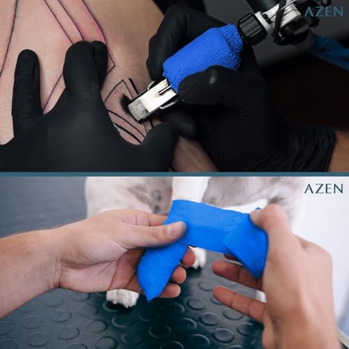 AZEN 16 Pack Self Adhesive Bandage Wrap Pink, 2" X 5 Yards Elastic Cohesive Bandage Wrap, Athletic Tape, Vet Wrap, Ankle Tape, Tattoo Grip Tape Wrap (Blue) - color: Blue, size: 2IN - 16Pack